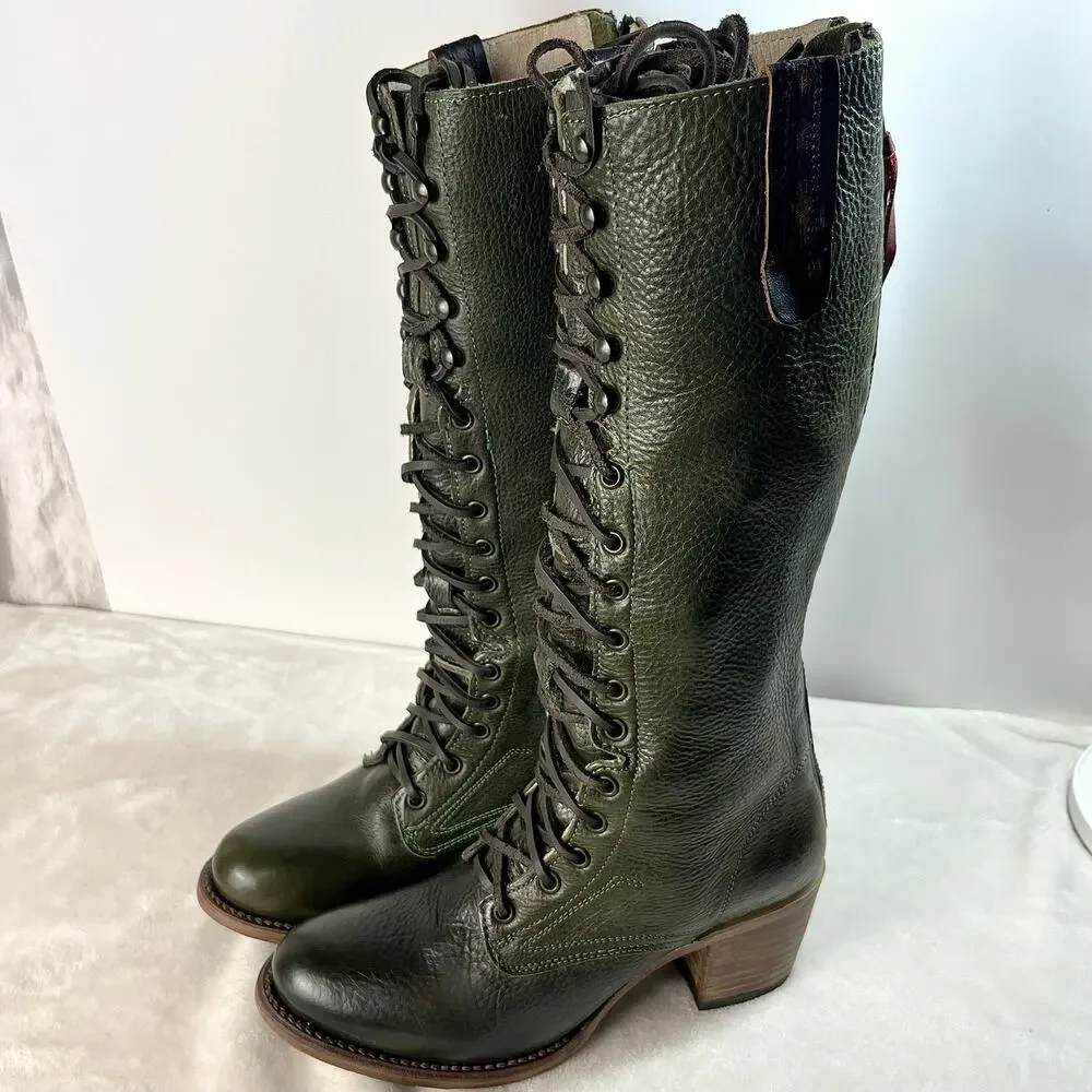 Freebird by Steven Grany Lace Up Boots in Olive - Picture 1 of 17